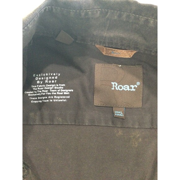 Roar Shirt Men’s Size L Brown Distressed Western Pattern Button Down Long Sleeve - Picture 4 of 11